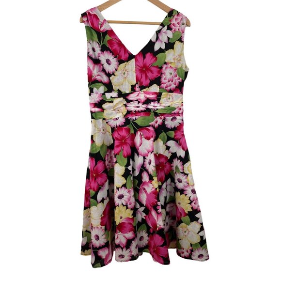 Signature by Robbie Bee Womens Size 12 Colorful Floral Sleeveless Lined Dress - Picture 1 of 10